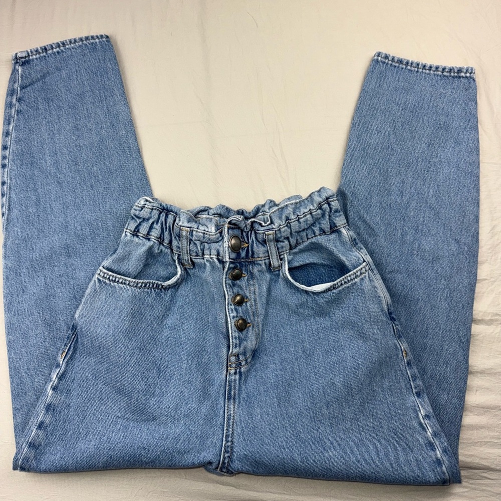 Zara High Rise‎ Blue button Jeans size 0